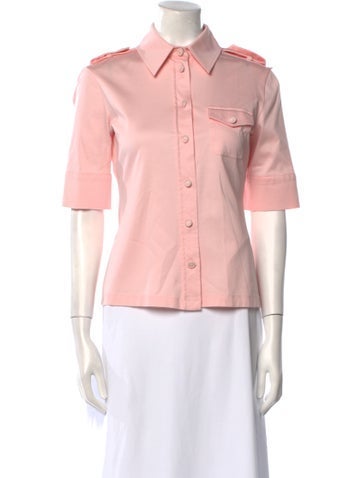 Pre-owned Sportmax Short Sleeve Button-up Top In Pink