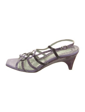Pre-owned Sportmax Leather Slingback Sandals In Purple