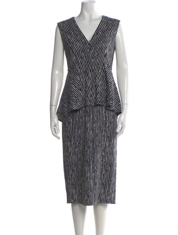 Pre-owned Sportmax Striped Midi Length Dress In Blue