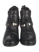 Freda Salvador Leather Chain-Link Accents Combat Boots