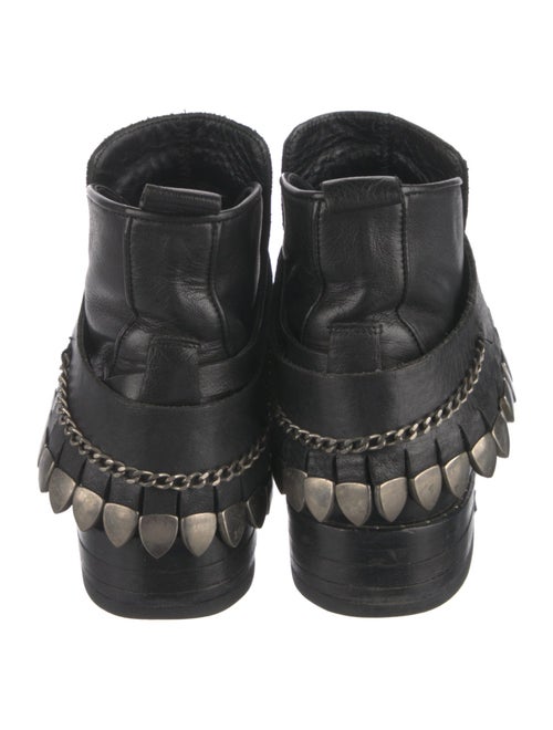 Freda Salvador Leather Chain-Link Accents Combat Boots