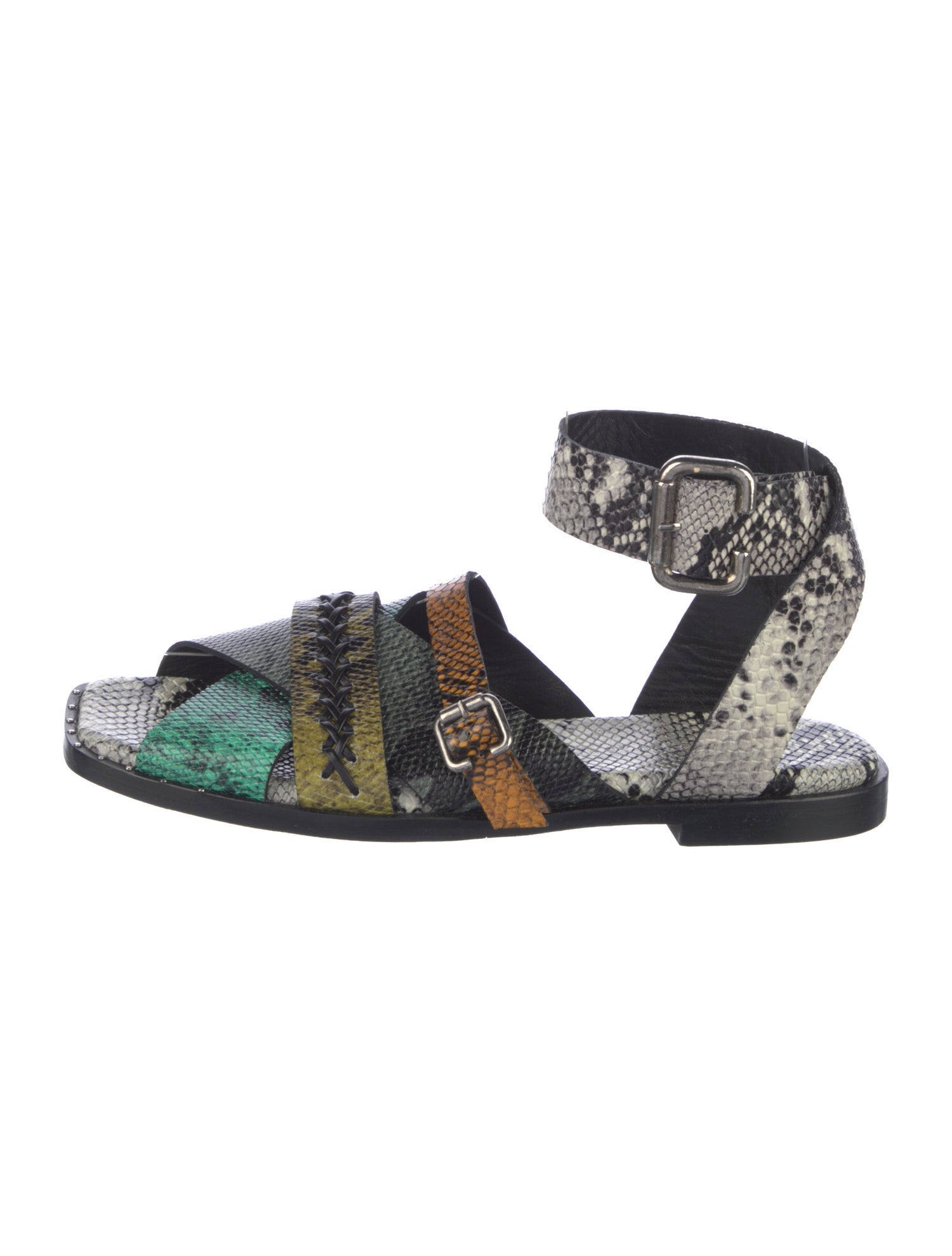 Freda Salvador Leather Animal Print Gladiator Sandals