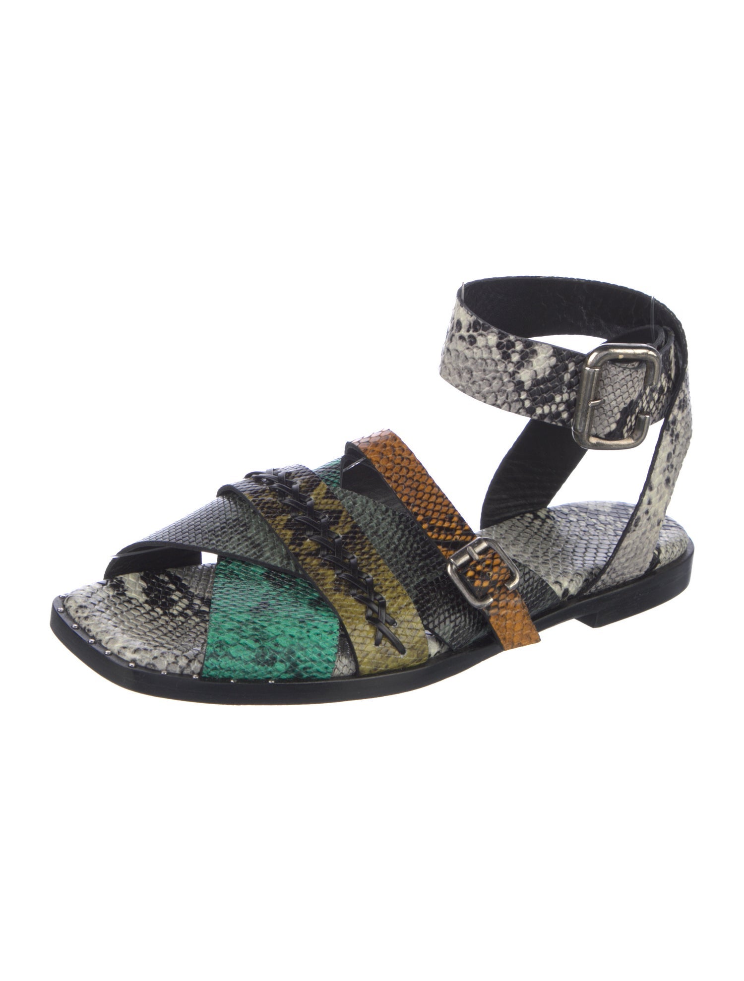 Freda Salvador Leather Animal Print Gladiator Sandals