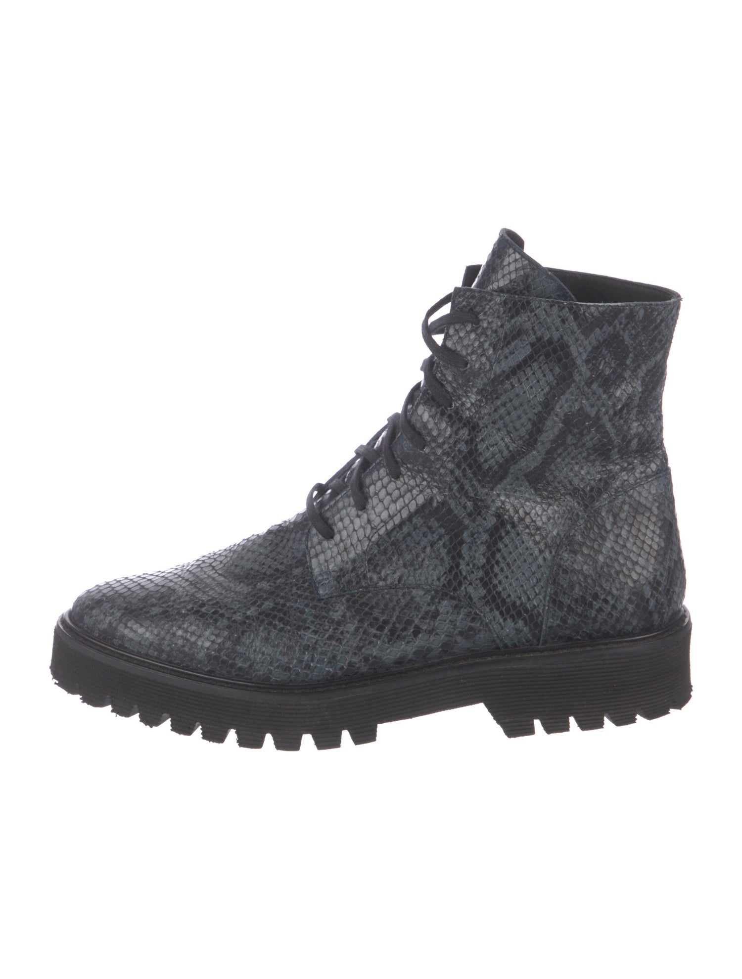Freda Salvador Leather Animal Print Combat Boots
