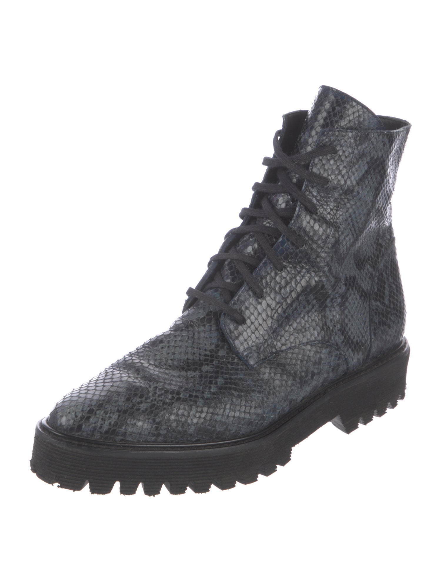 Freda Salvador Leather Animal Print Combat Boots