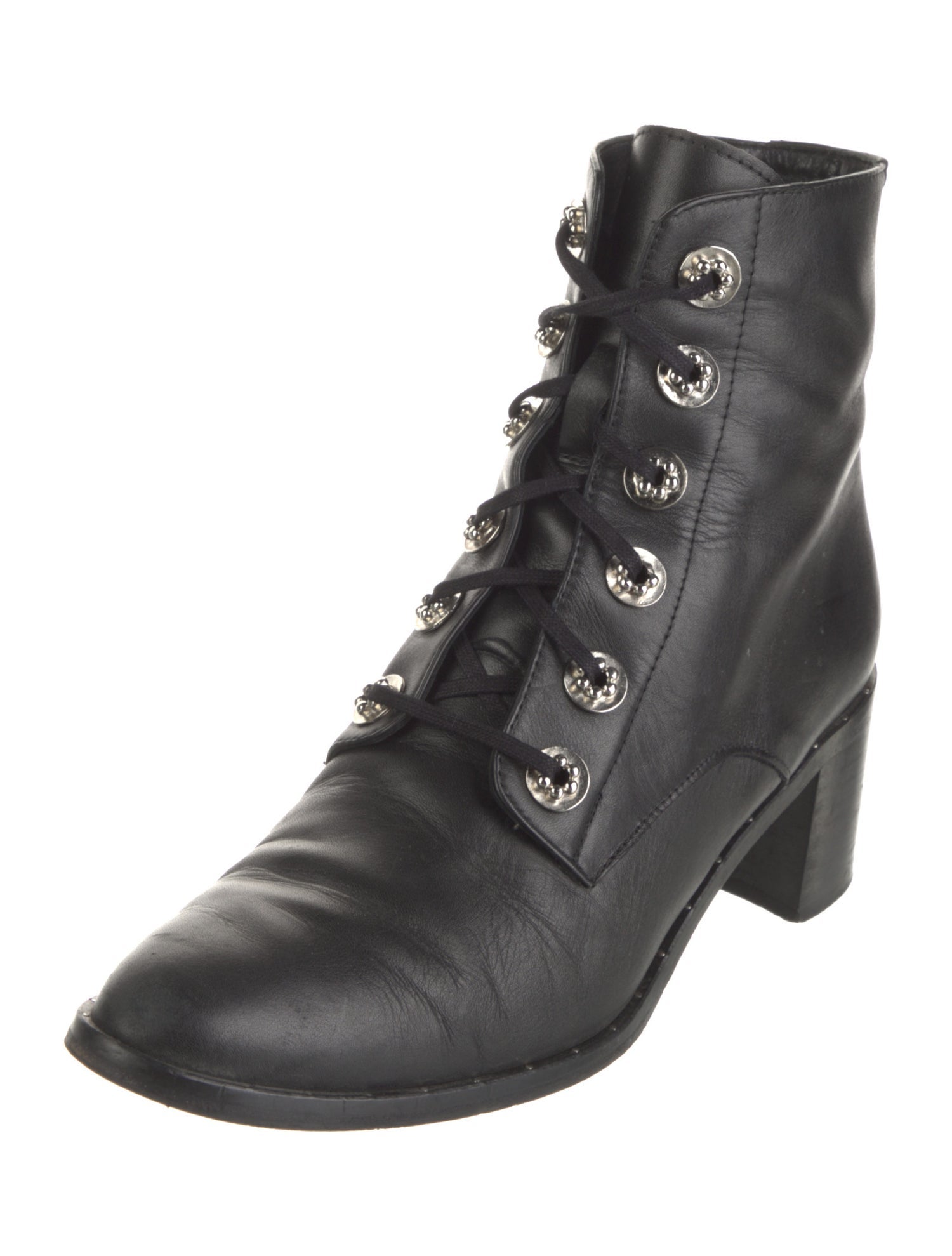 Freda Salvador Leather Studded Accents Combat Boots