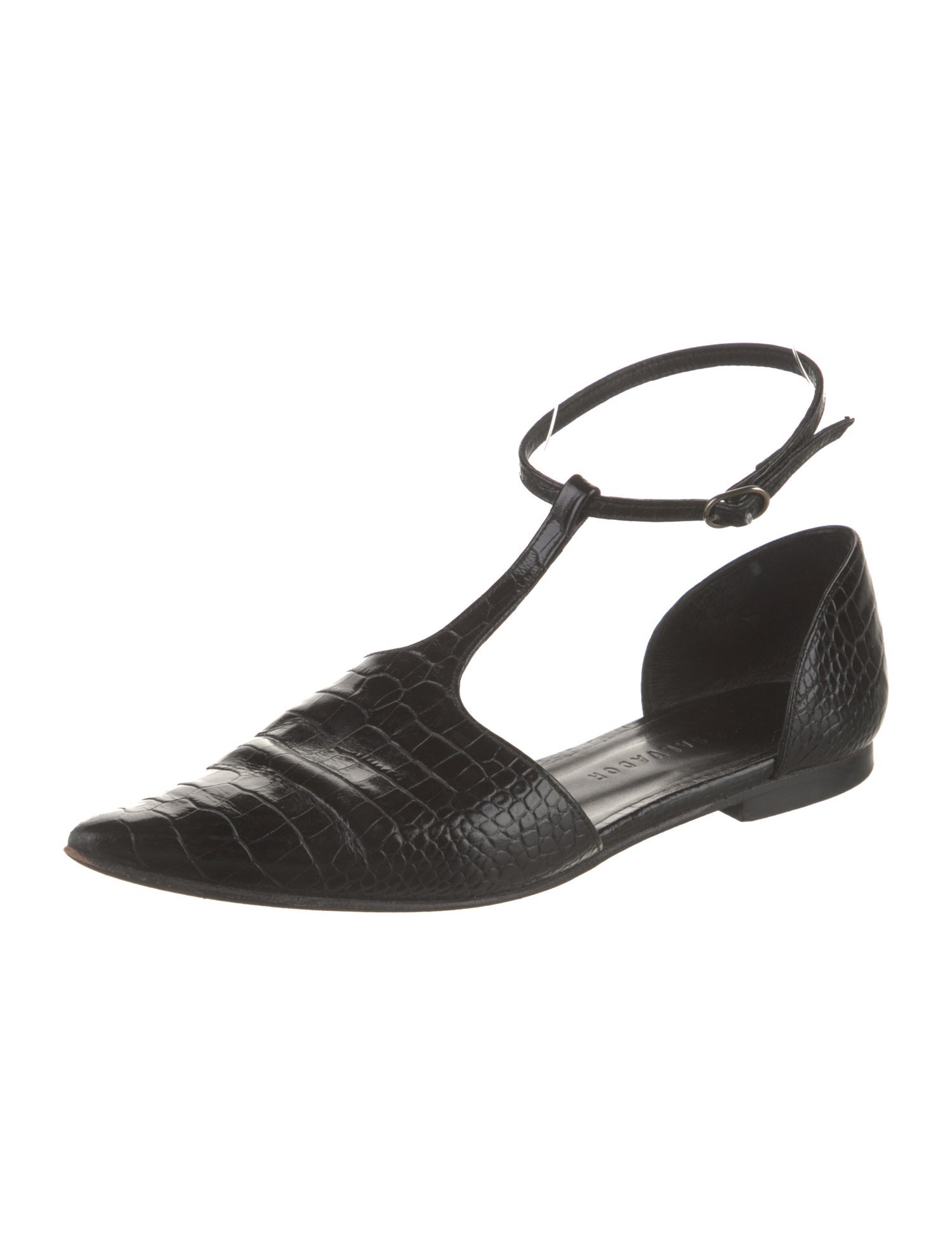 Freda Salvador Alligator D'Orsay Flats