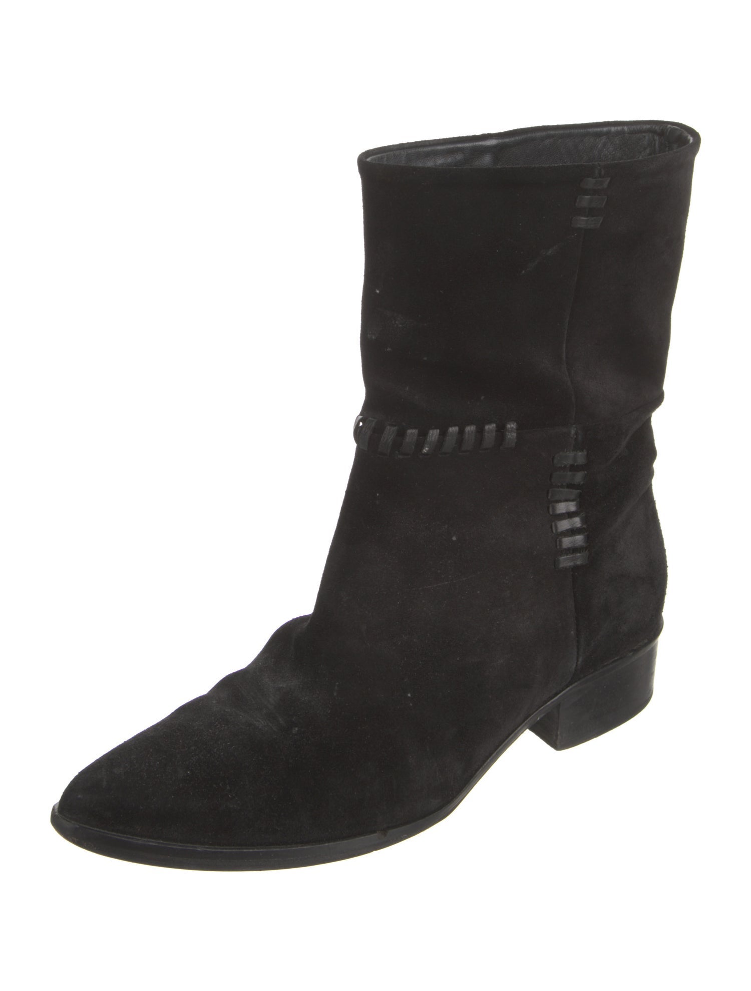 Freda Salvador Suede Whipstitch Trim Moto Boots