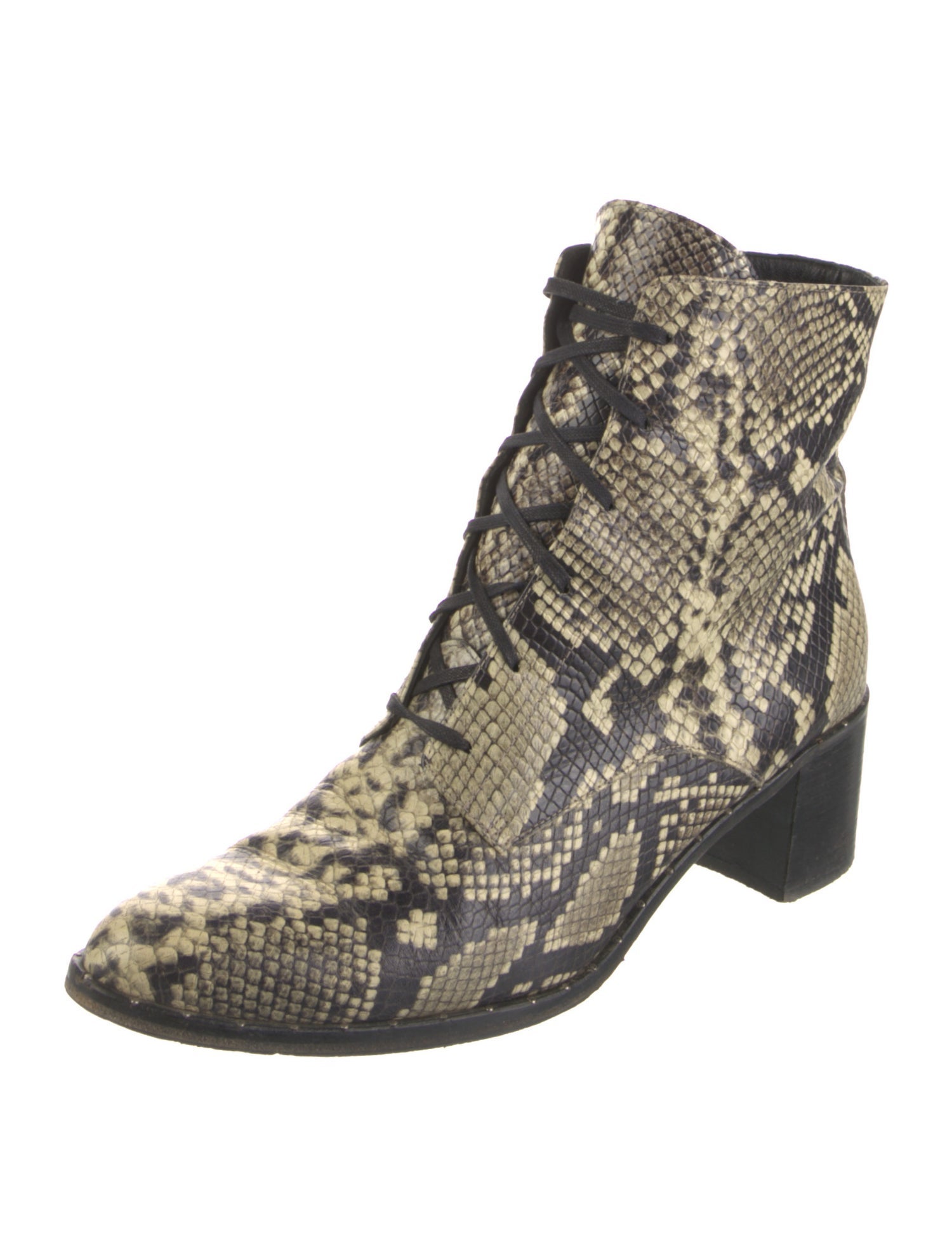 Freda Salvador Leather Animal Print Combat Boots