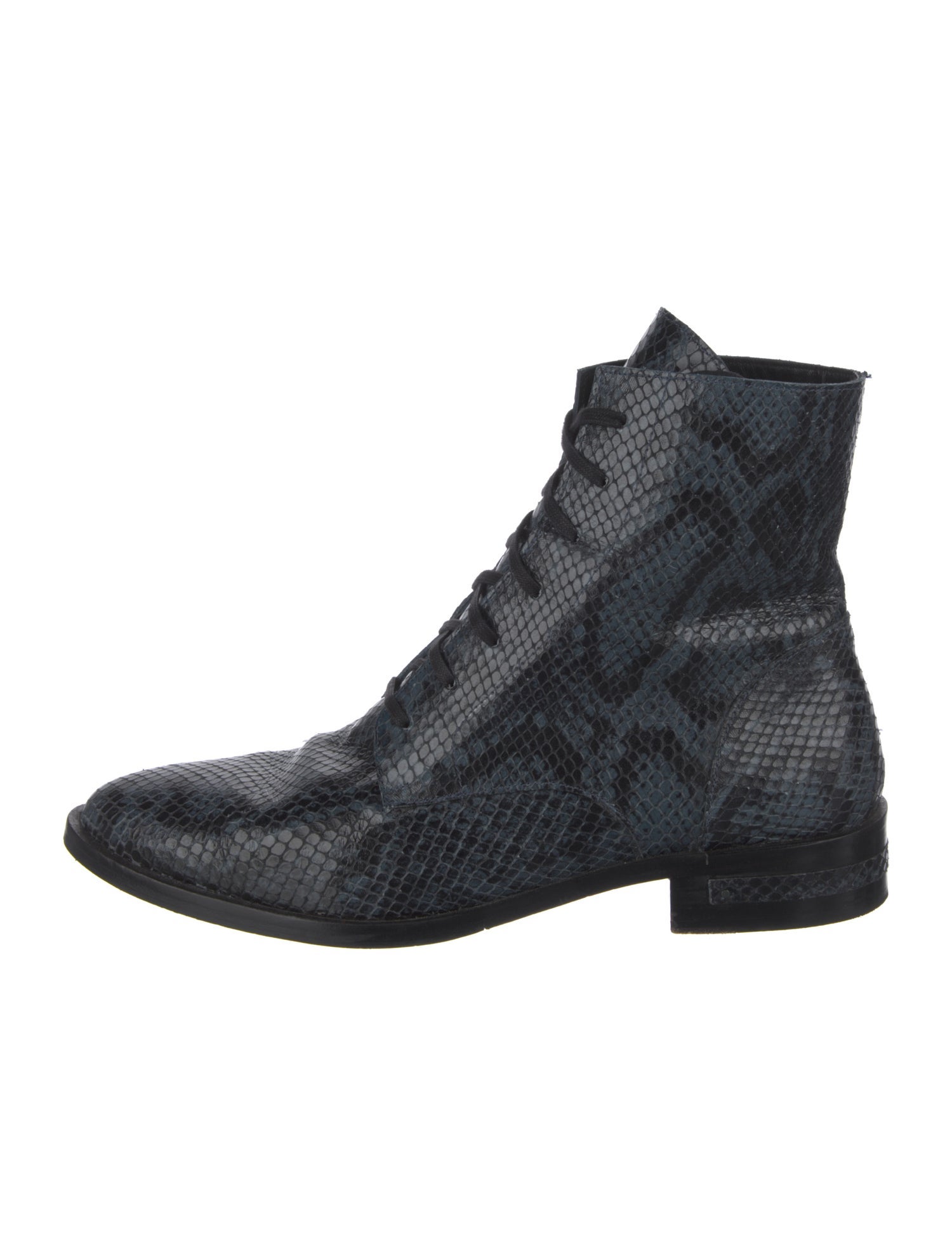 Freda Salvador Leather Animal Print Combat Boots