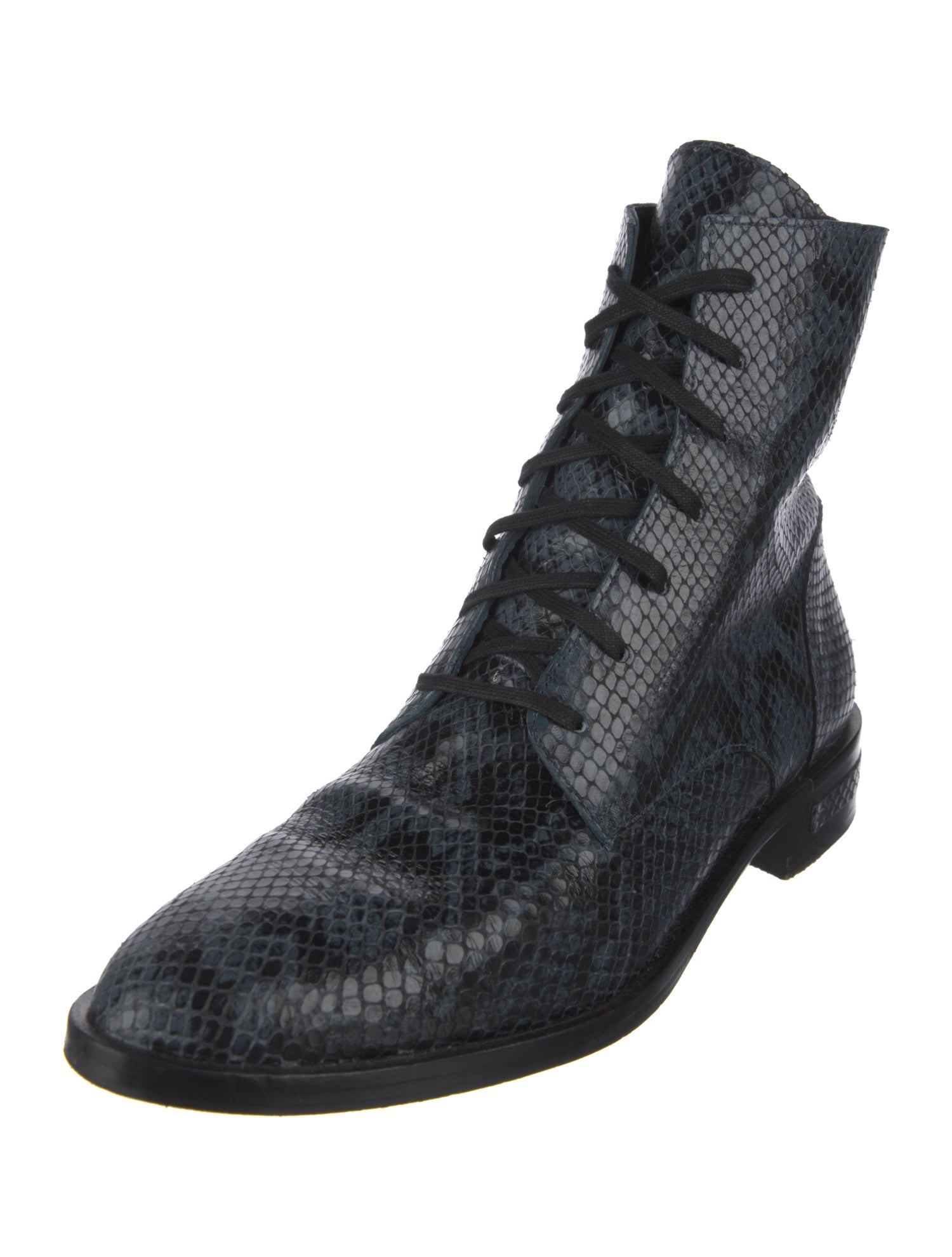Freda Salvador Leather Animal Print Combat Boots