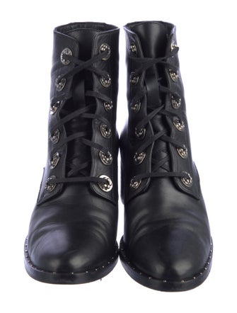Freda Salvador Leather Studded Accents Combat Boots