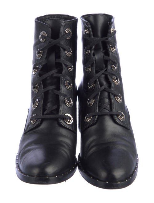 Freda Salvador Leather Studded Accents Combat Boots