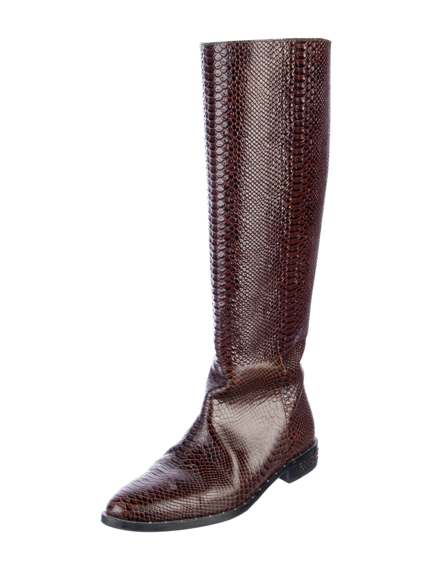 Freda Salvador Leather Animal Print Riding Boots