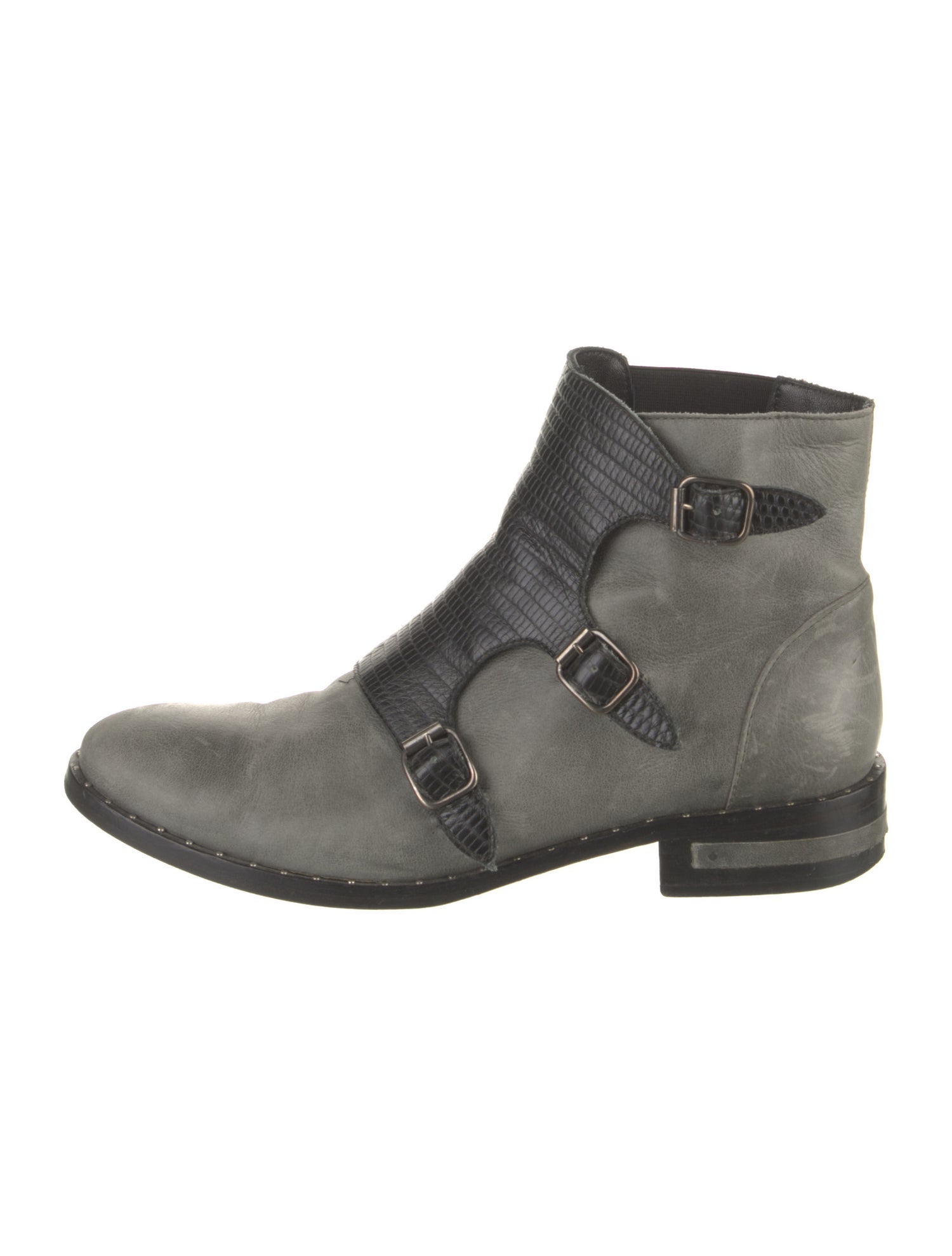 Freda Salvador Leather Colorblock Pattern Moto Boots