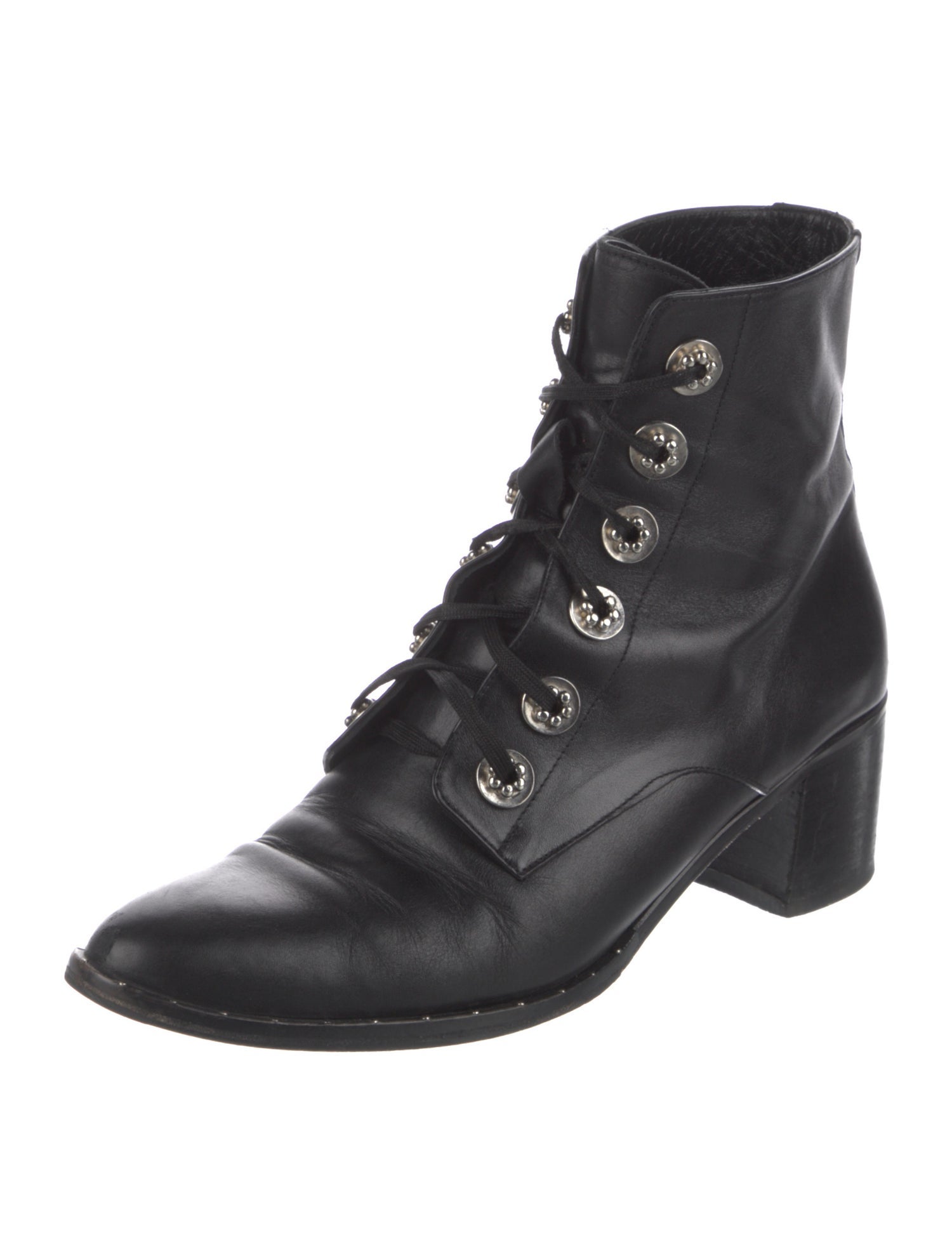 Freda Salvador Leather Studded Accents Combat Boots