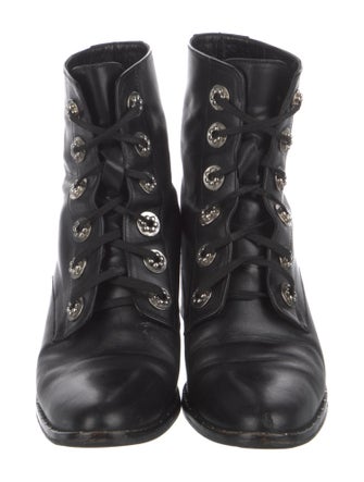 Freda Salvador Leather Studded Accents Combat Boots