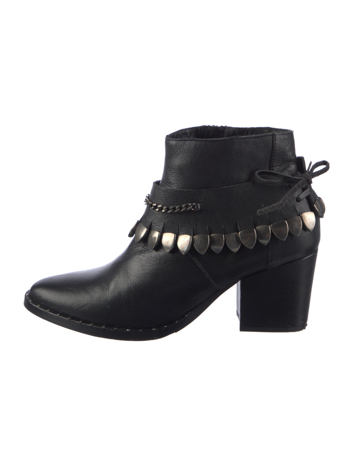 Freda Salvador Leather Chain-Link Accents Boots