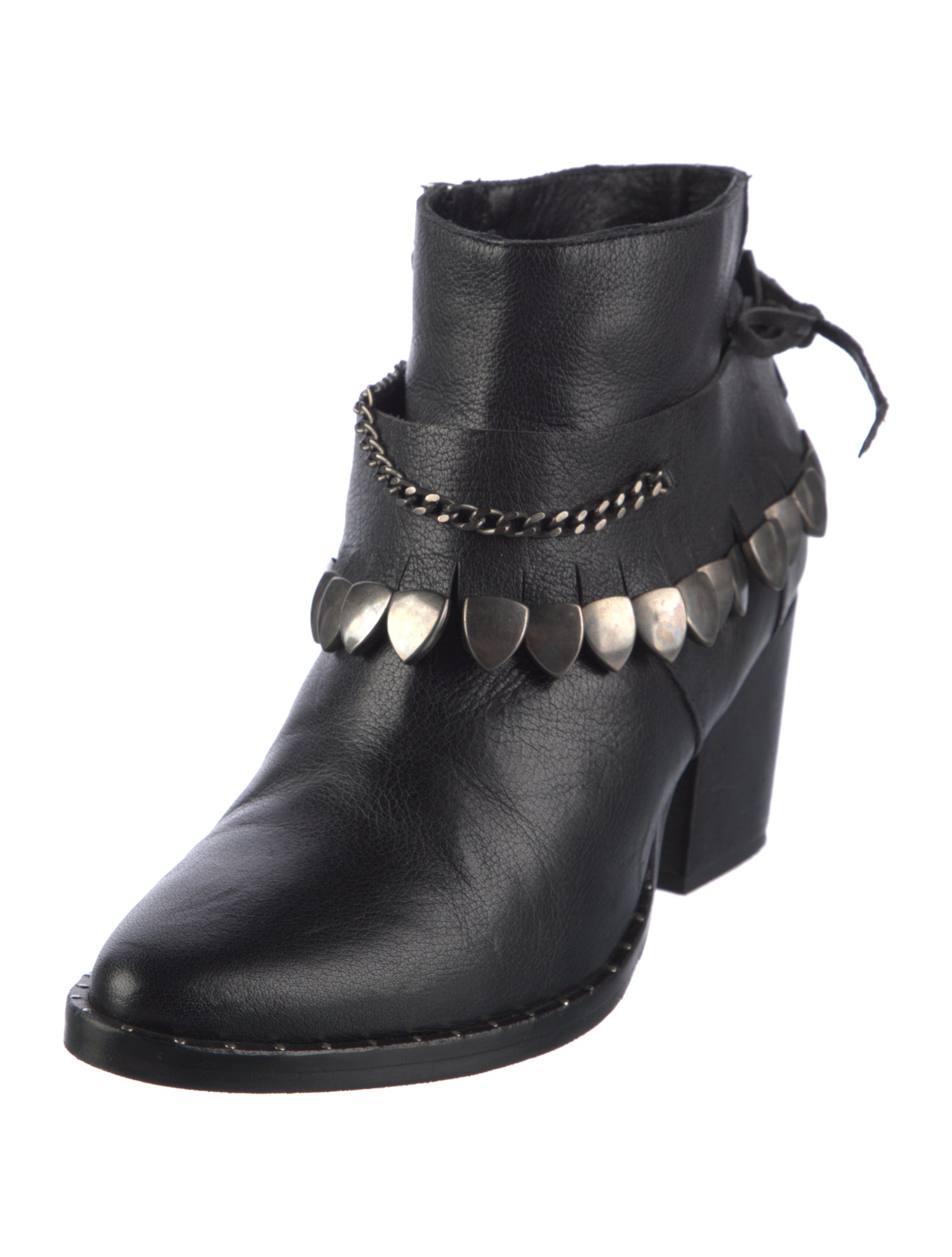 Freda Salvador Leather Chain-Link Accents Boots