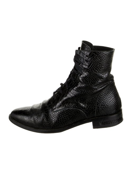 Freda Salvador Embossed Leather Patterned Combat Boots