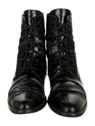 Freda Salvador Embossed Leather Patterned Combat Boots