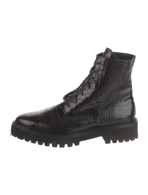 Freda Salvador Embossed Leather Animal Print Combat Boots