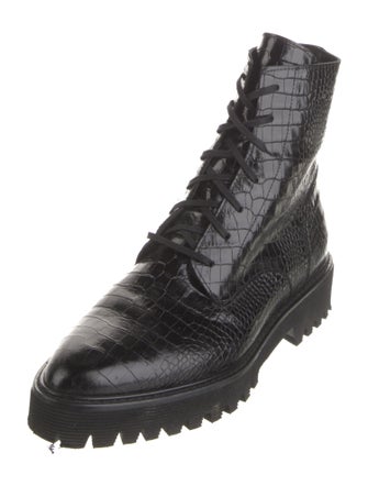 Freda Salvador Embossed Leather Animal Print Combat Boots