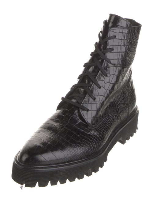 Freda Salvador Embossed Leather Animal Print Combat Boots