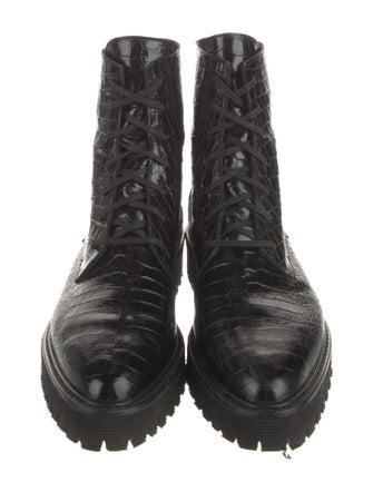 Freda Salvador Embossed Leather Animal Print Combat Boots