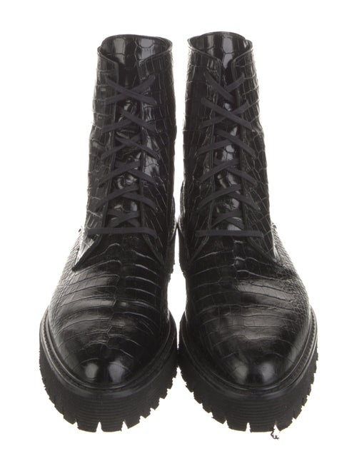 Freda Salvador Embossed Leather Animal Print Combat Boots