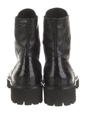 Freda Salvador Embossed Leather Animal Print Combat Boots