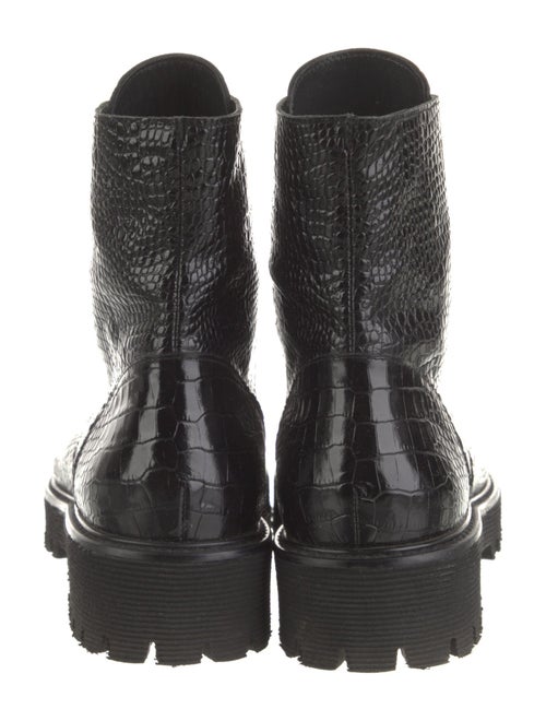 Freda Salvador Embossed Leather Animal Print Combat Boots