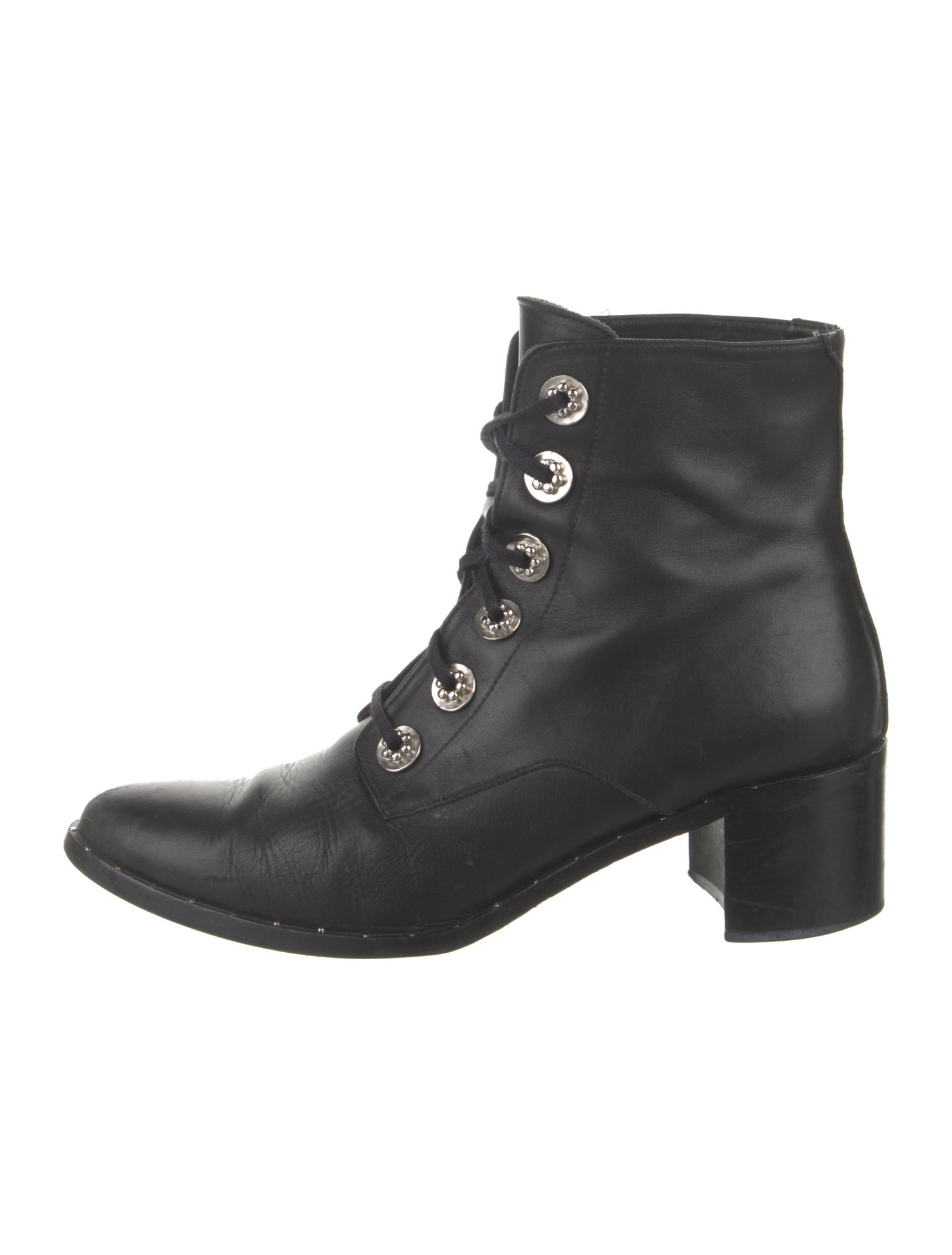 Freda Salvador Leather Studded Accents Combat Boots