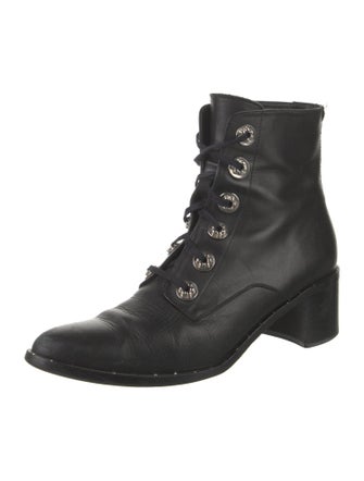 Freda Salvador Leather Studded Accents Combat Boots