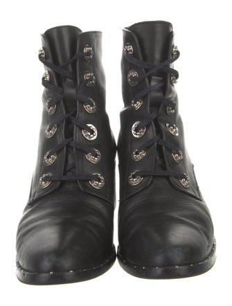 Freda Salvador Leather Studded Accents Combat Boots