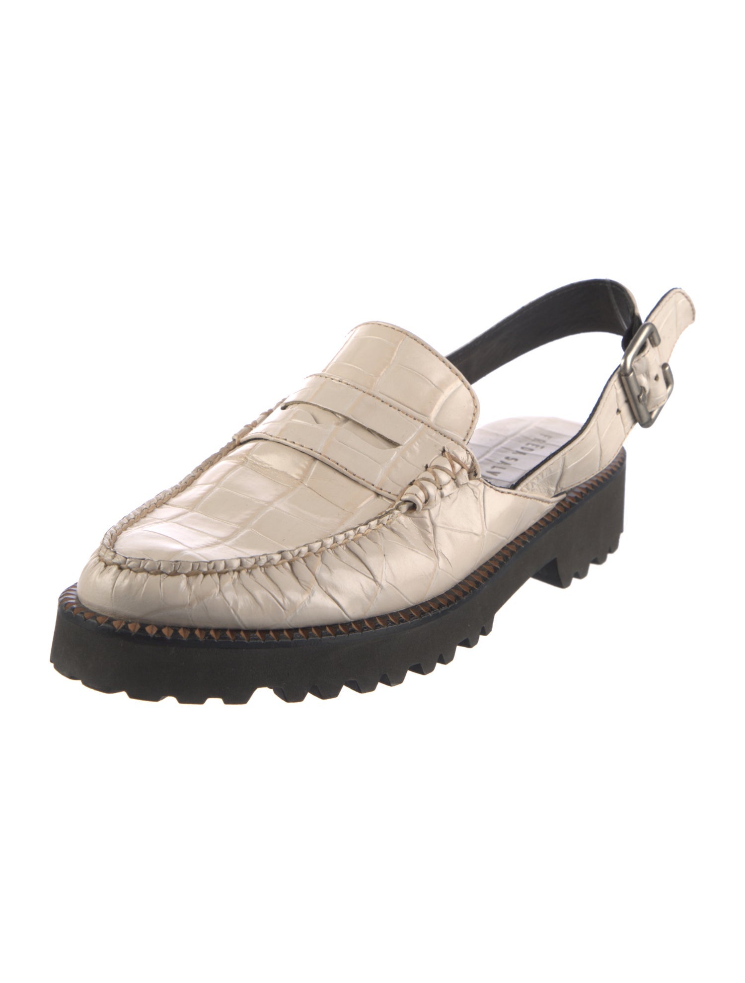 Freda Salvador GG Embossed Leather Slingback Flats