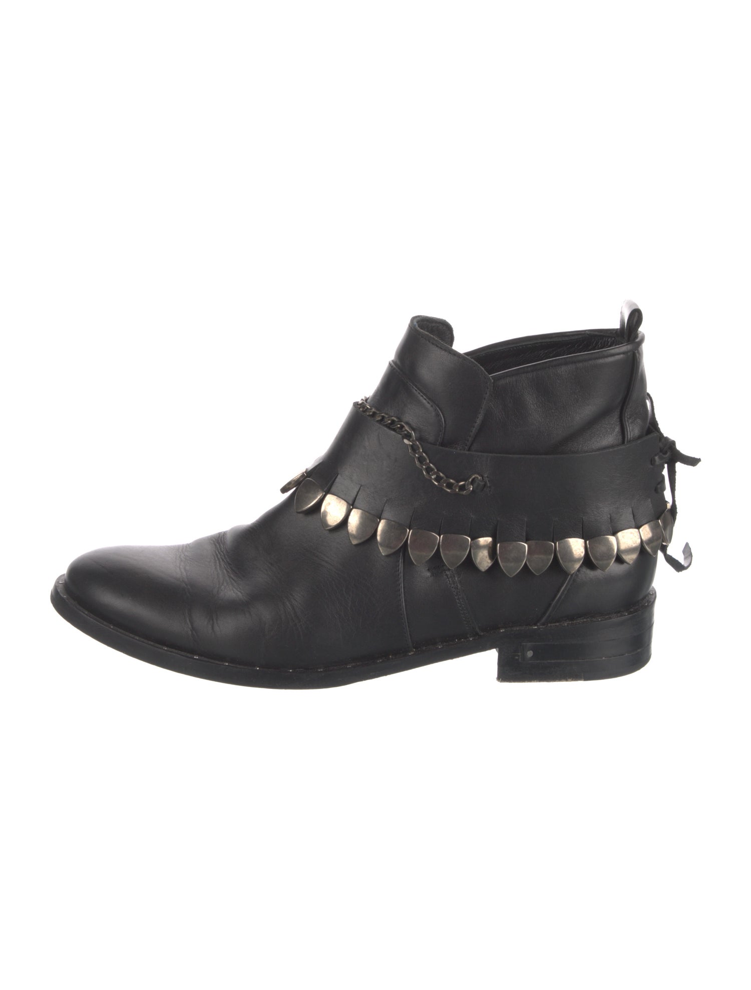 Freda Salvador Leather Chain-Link Accents Chelsea Boots