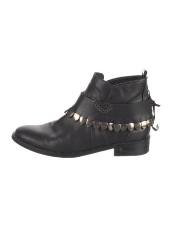 Freda Salvador Leather Chain-Link Accents Chelsea Boots