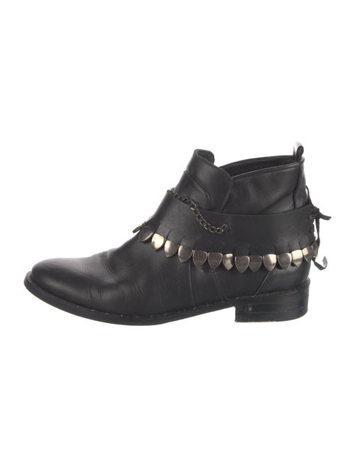 Freda Salvador Leather Chain-Link Accents Chelsea Boots