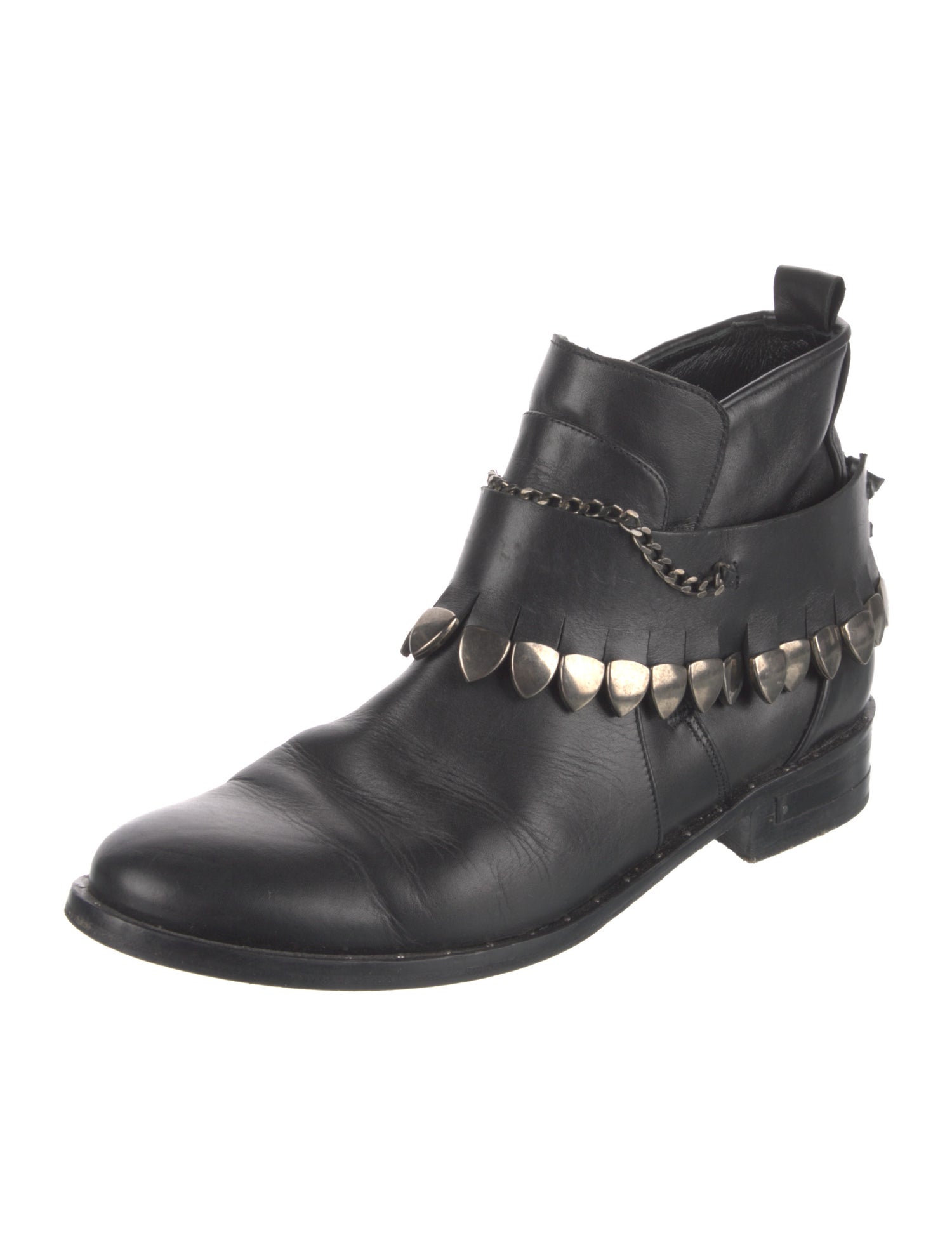 Freda Salvador Leather Chain-Link Accents Chelsea Boots