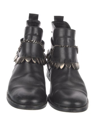 Freda Salvador Leather Chain-Link Accents Chelsea Boots