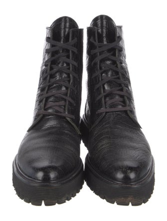 Freda Salvador Embossed Leather Combat Boots
