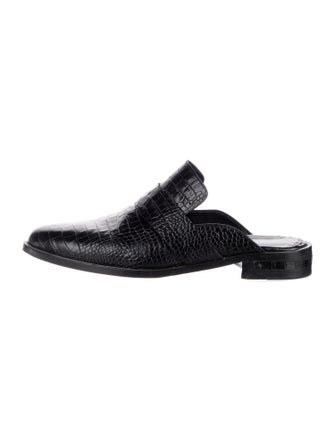 Freda Salvador Embossed Leather Animal Print Mules