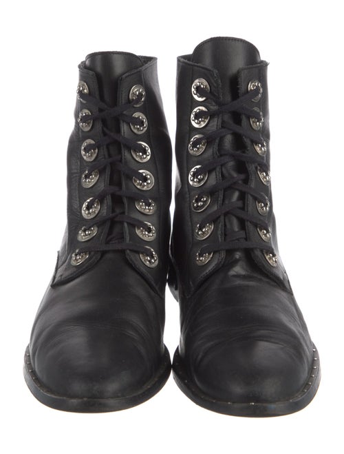 Freda Salvador Leather Studded Accents Combat Boots