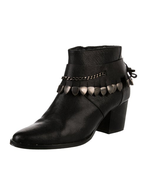 Freda Salvador Leather Chain-Link Accents Moto Boots