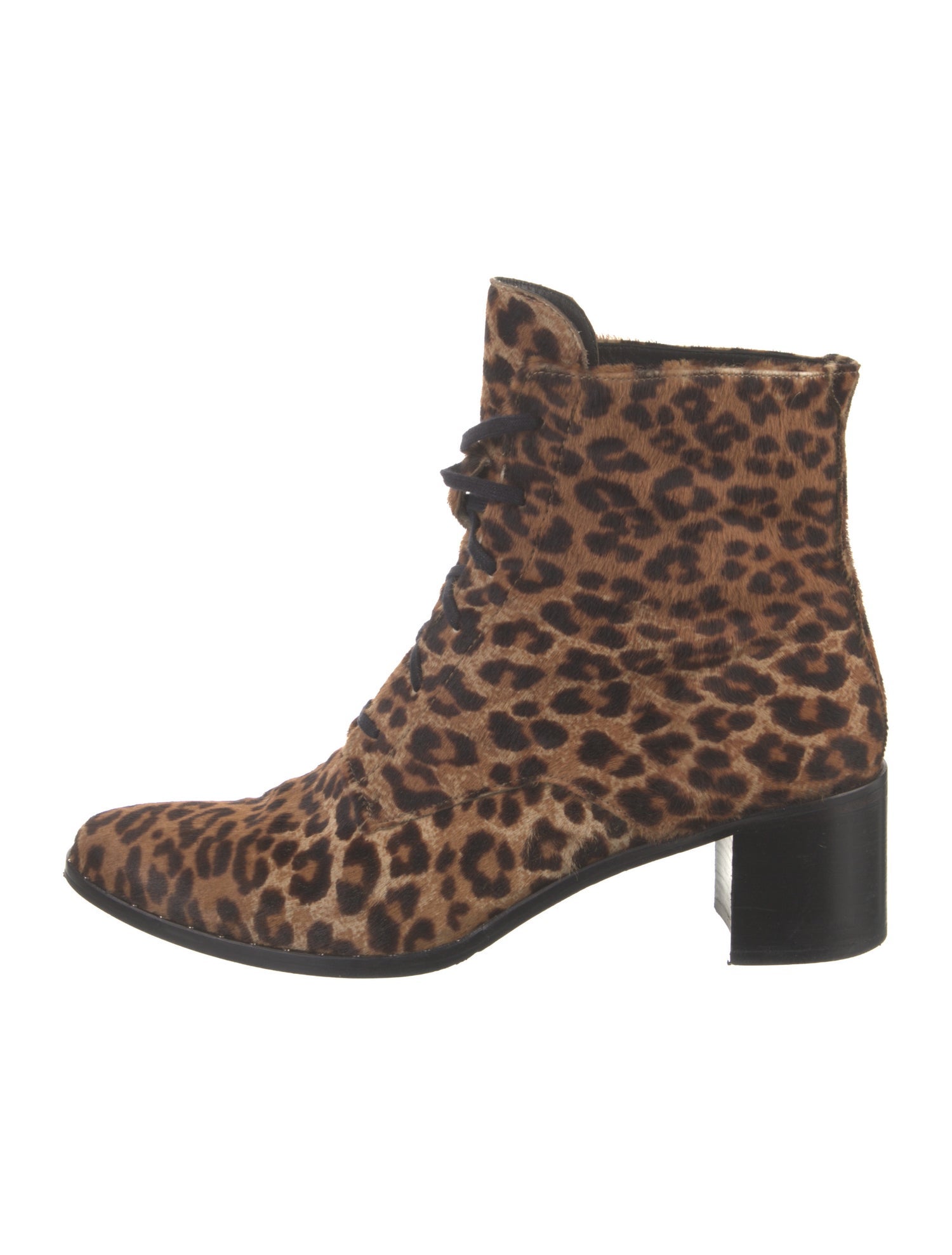 Freda Salvador Fur Animal Print Lace-Up Boots