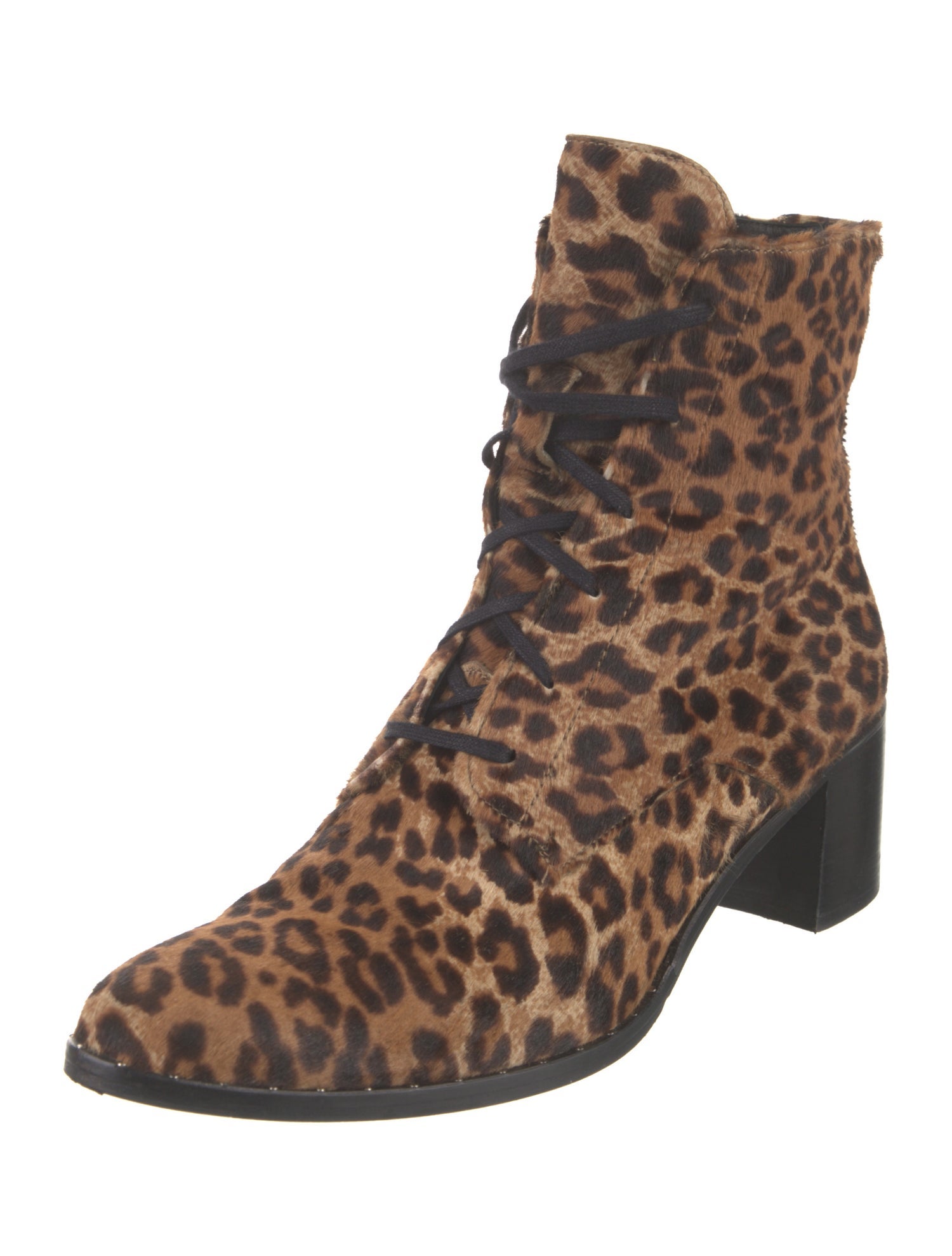 Freda Salvador Fur Animal Print Lace-Up Boots