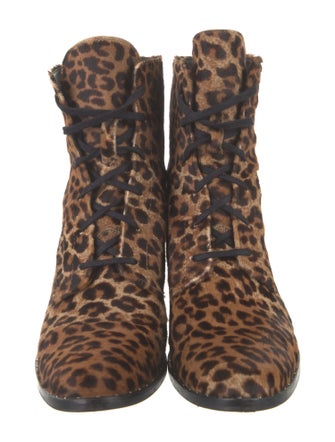 Freda Salvador Fur Animal Print Lace-Up Boots