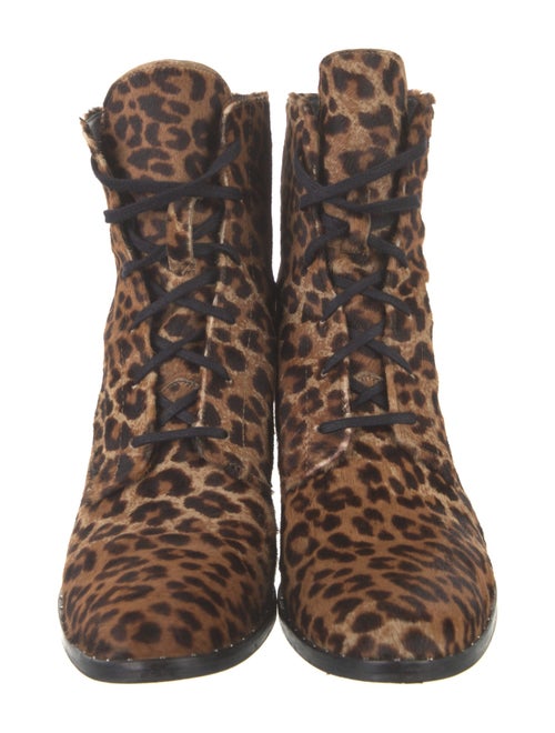 Freda Salvador Fur Animal Print Lace-Up Boots