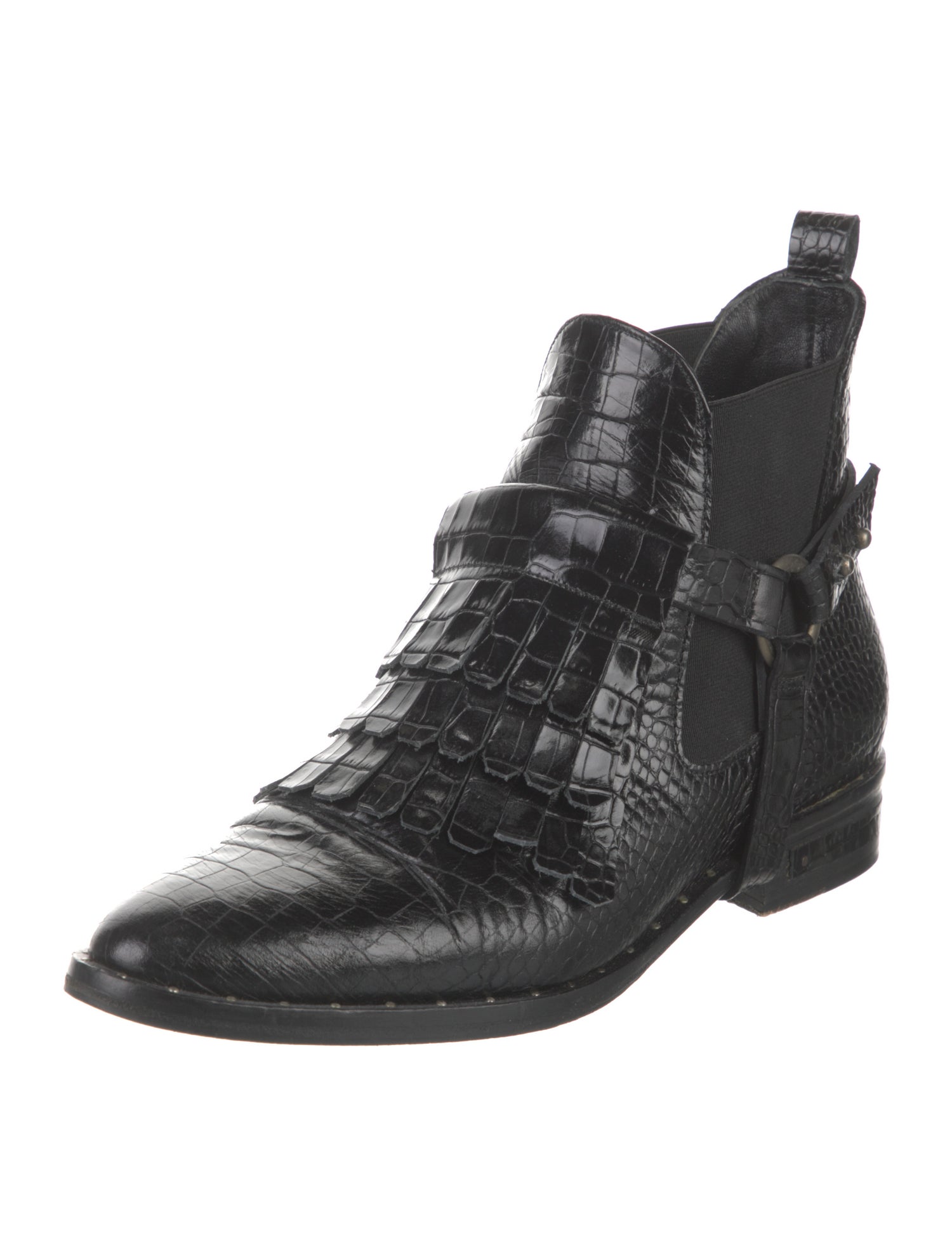 Freda Salvador Leather Fringe Trim Accent Boots